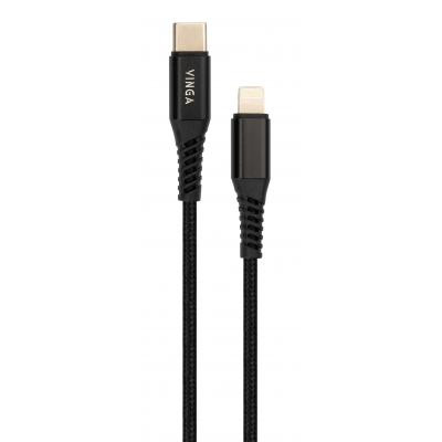 Дата кабель USB-C to Lightning 1.0m 3A 18W nylon braided black Vinga (VCPTCL3ANBK) Винница - изображение 1