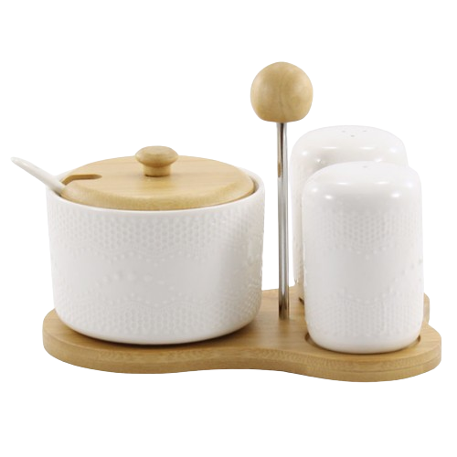 Набір для спецій D (для солі/перцю/цукру+дерев'яна стійка) Interos PJ02152 Житомир - изображение 1