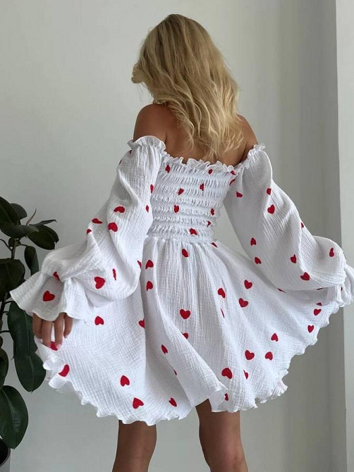 Жіноча ніжна романтична міні сукня з сердечками муслін 100% бавовна Одеса - фото 6