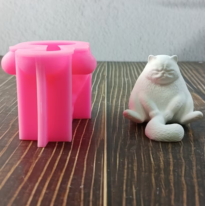 Силіконова форма «Сплячий котик» 3D, рожева Київ - фото 3