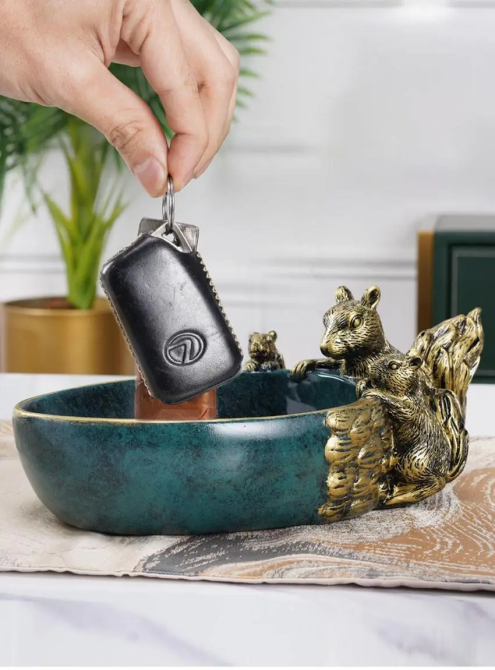 Ключница миска Белочки для мелочей и конфет (Зеленая) Винница - изображение 4