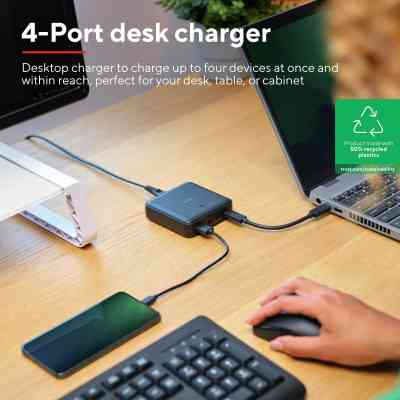 Зарядное устройство Trust 3xUSB-C + USB-A 100W PD black (25242_TRUST) Винница