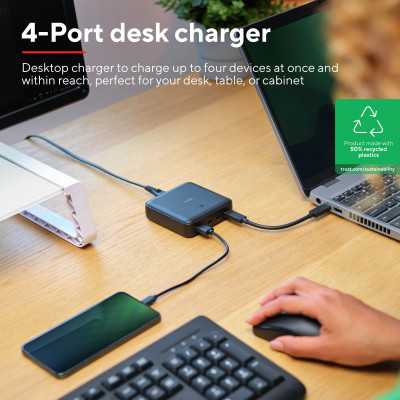 Зарядное устройство Trust 3xUSB-C + USB-A 100W PD black (25242_TRUST) Винница - изображение 2