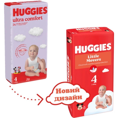 Подгузники Huggies Little Movers 4 (7-18 кг) M-pack, 150 шт (5029053583402) Винница - изображение 9