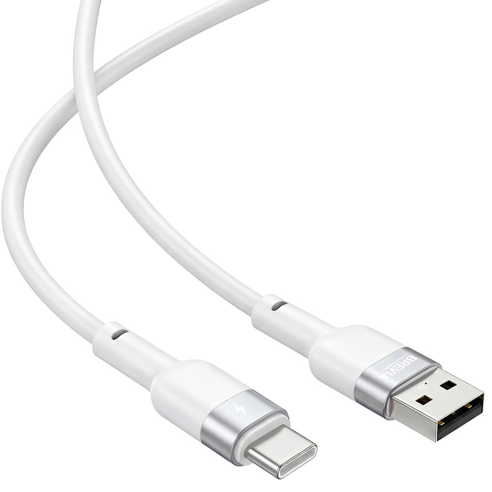 Кабель Brevia USB to Type-C 2,4A 1,2м, білий ZIP (52120WUCZ1) Львів - фото 3