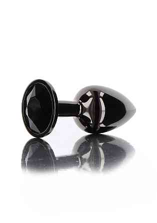 Анальная металлическая пробка M с черным камнем Butt Plug With Diamond Jewel Taboom Sex Aura Киев