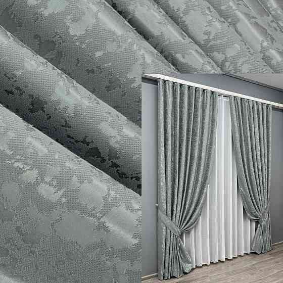 Комплект готовых штор VR-Textil Лен мрамор Pavliani ХО № 1264ш Серый 200х280 см 2 шт (32-318) Киев