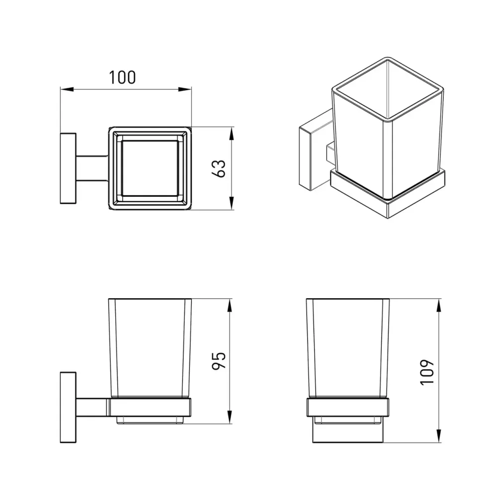 Стакан для зубних щіток VOLLE CUADRO de la noche чорний Київ - фото 2