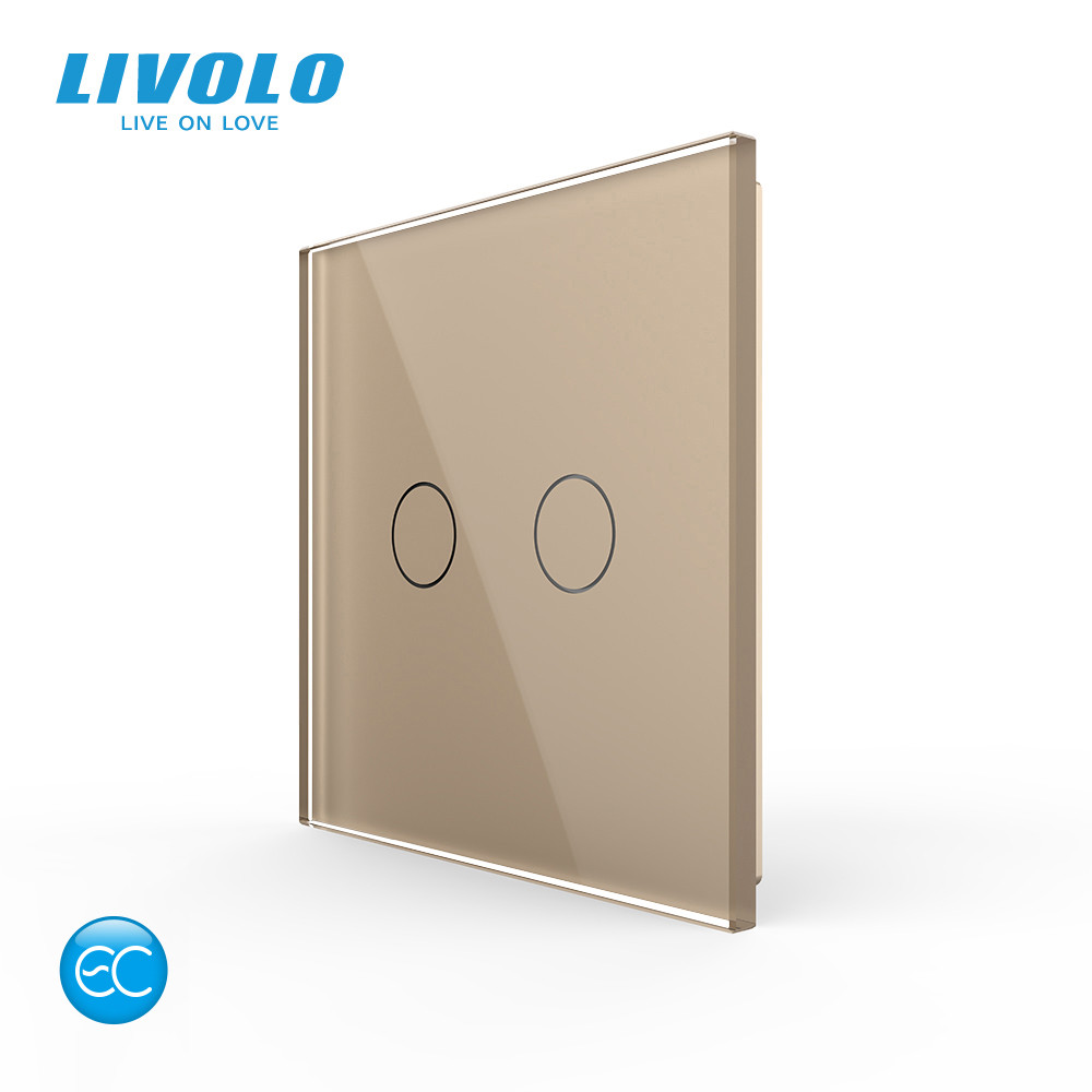 LIVOLO Бездротовий розумний сенсорний вимикач 2 сенсори Livolo золотий скло (VL- -A) Коломия - фото 1