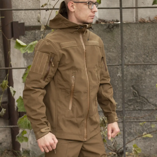 Демісезонна чоловіча куртка Soft Shell койот, чоловіча тактична куртка софт шел Львів - фото 7