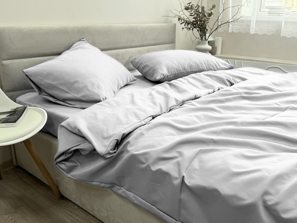 Ecotton Комплект постільної білизни Ecotton полуторний 150х215 см однотонний світло-сірий Light Коломия - фото 4