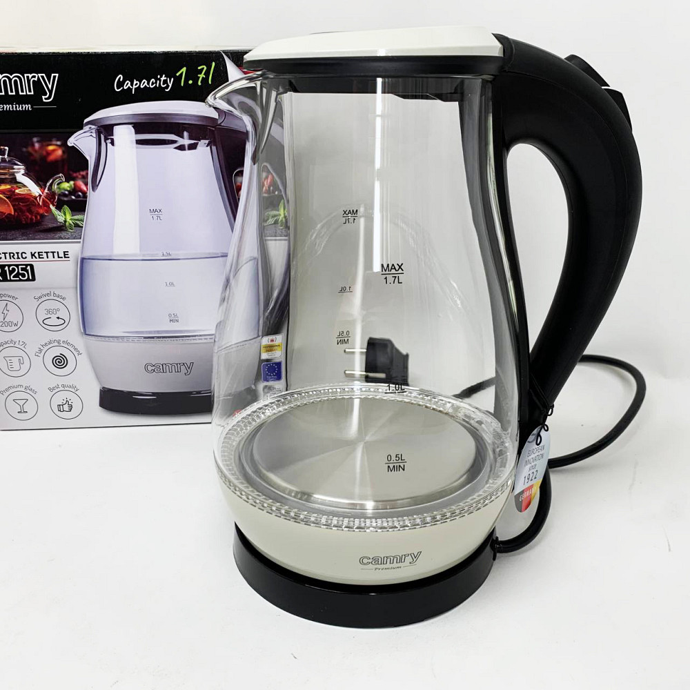 Хороший электрочайник для дома Camry CR 1251 1.7л 2000Вт, Электрочайник с контролем уровня воды TL-32 Львов - изображение 5