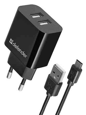Зарядний пристрій 2xUSB 12W 2.1A UPC-21 +кабель microUSB, чорний Defender Винница