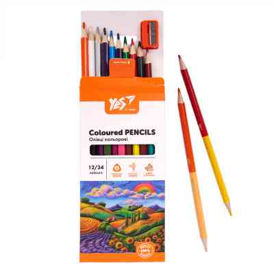 Олівці кольорові Yes Orange Line 12/24 кольорів з точилкою (290755) Вінниця