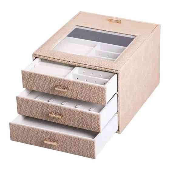 Скринька для прикрас з еко шкіри 3 яруси органайзер для ювелірних виробів HP-5-16CR Коломия