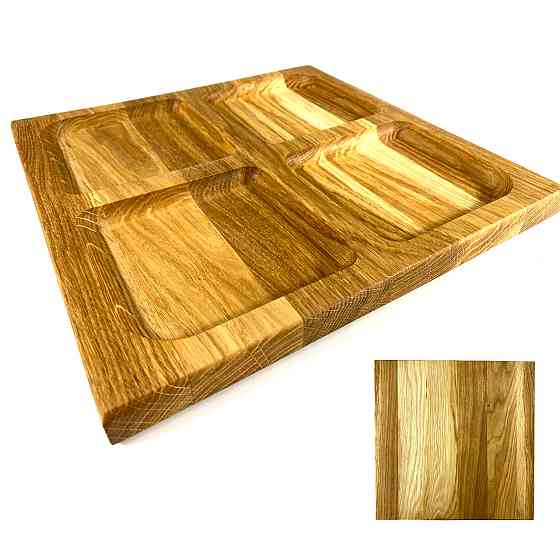 Деревянная тарелка квадратная из натурального дерева, закусочная тарелка 30х30х2,5 см Каменец-Подольский