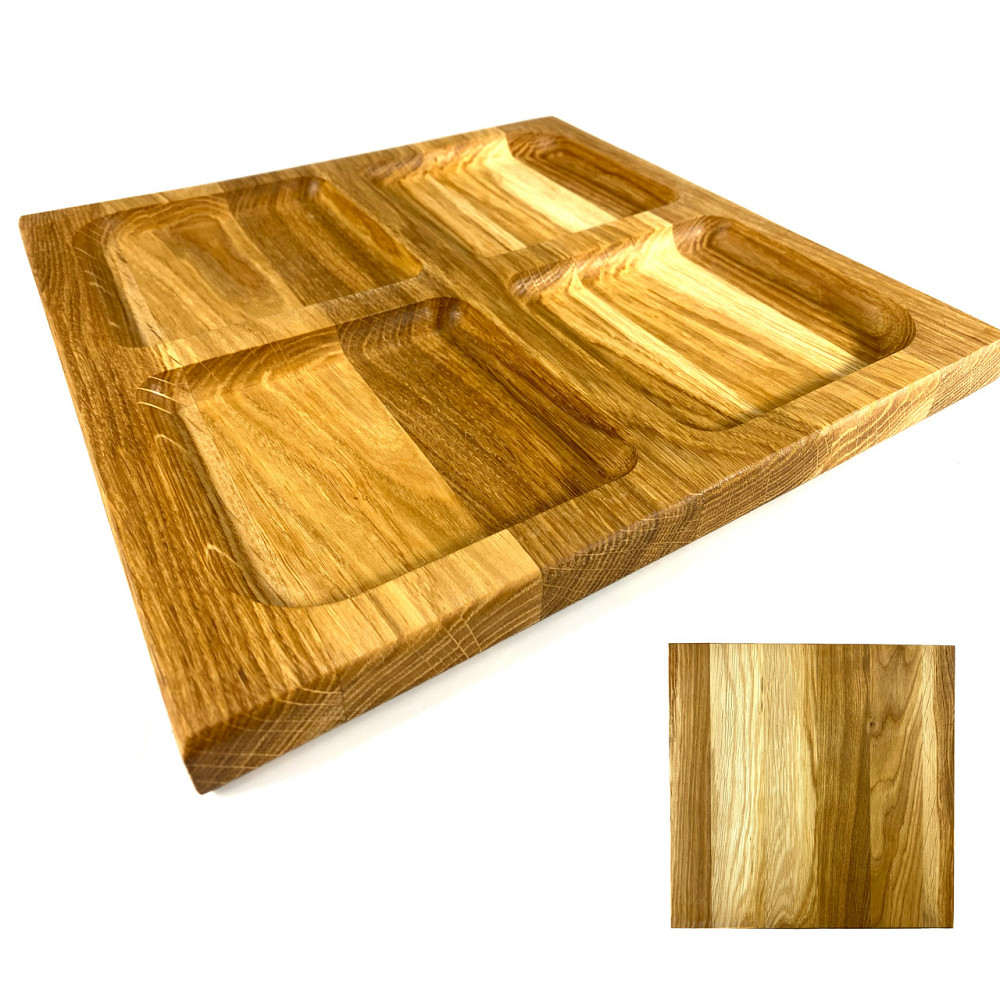 Деревʼяна тарілка квадратна з натурального дерева для закусок, закусочна тарілка 30х30х2,5 см Кам'янець-Подільський - фото 1