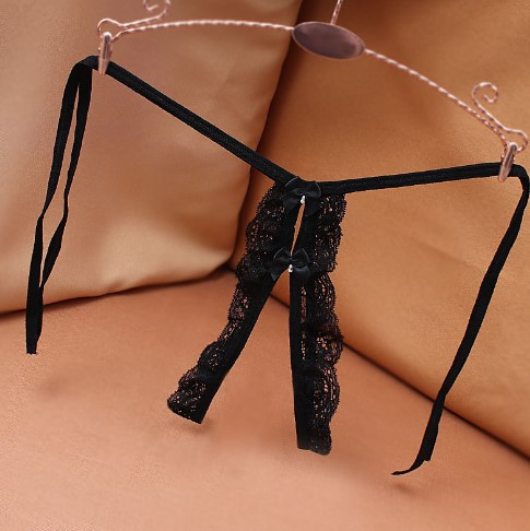 Стрінги з розрізом чорні, розмір універсальний, на зав'язках Київ - фото 2