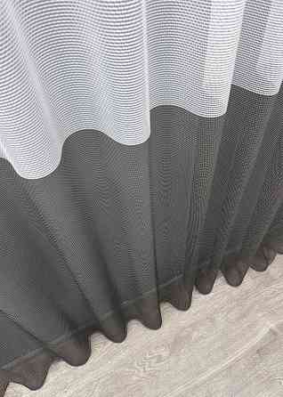 Тюль сітка льон колір білий з графітовим 1748т Київ