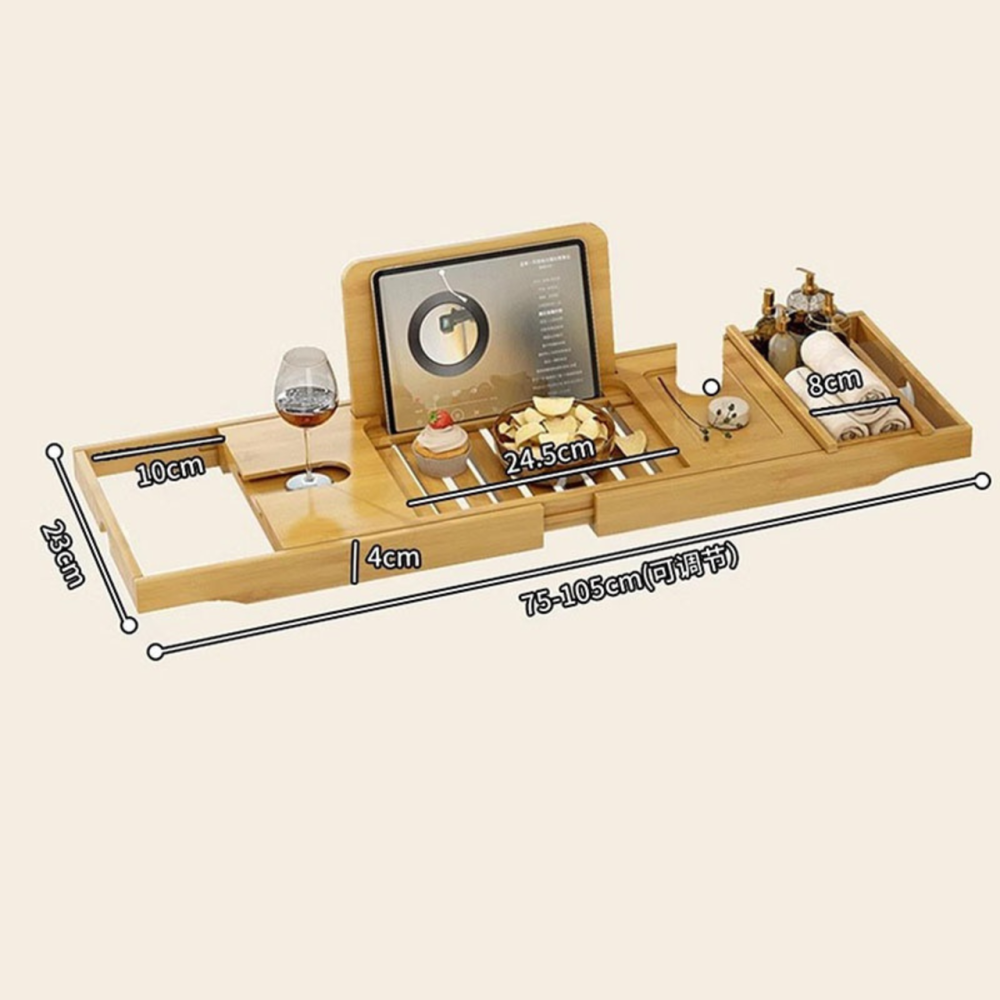 Полиця бамбукова висувна для ванної, довжина 72-105см, накладка на ванну з бамбука, Bamboo_2 Кам'янець-Подільський - фото 8