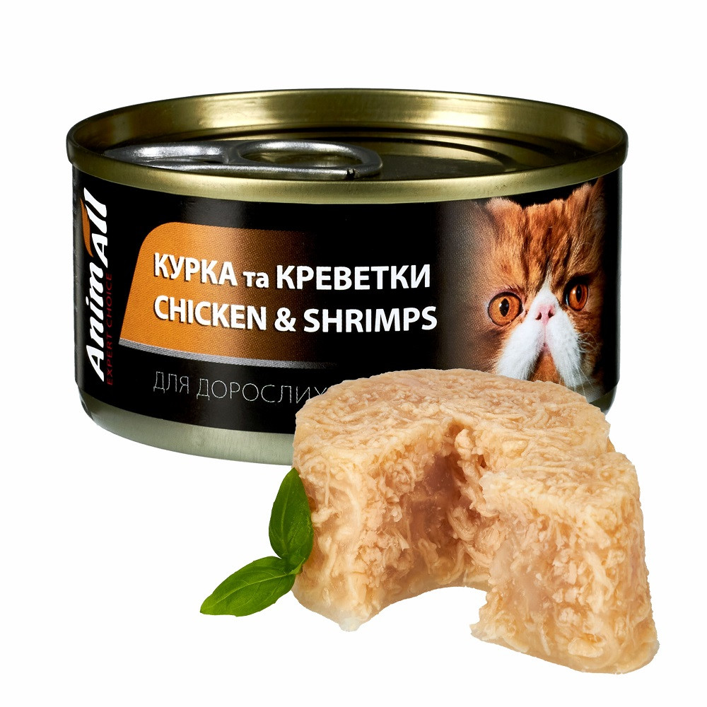 AnimAll АнимАлл влажный корм для кошек, курица с креветками, 85г Киев - изображение 1