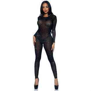 Комбинезон сексуальный Leg Avenue Sheer Rhinestone, S, со стразами, черный Sex Aura Киев