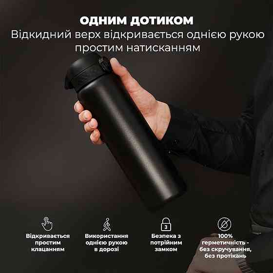 Пляшка для води металева вакуумна ION8 920 мл. Vacuum Insulated, Black Кам'янське