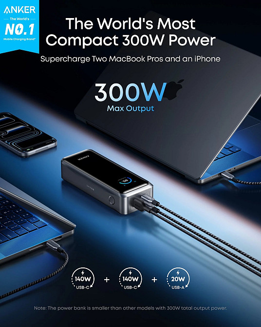 Портативний зарядний пристрій Anker Prime - 26000 mAh 300W PD Black (7224062) Київ - фото 5