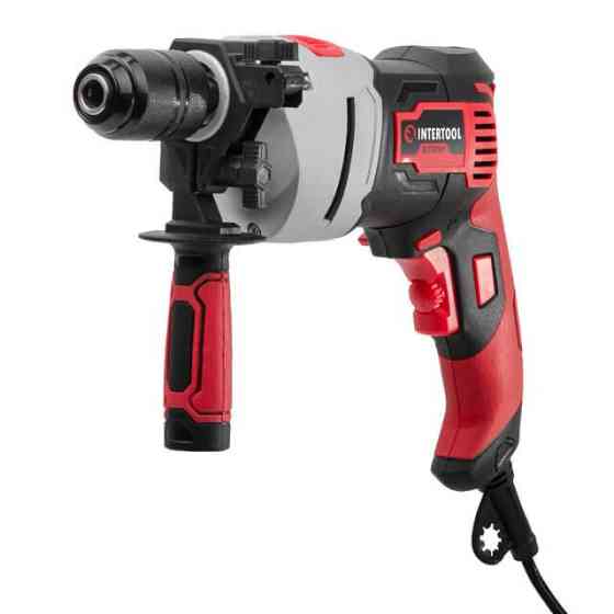 Дрель ударная, 0,9 кВт, 0-2800 об/мин, 1,5-13 мм, металлический корпус редуктора, быстрозажимной патрон INTERTOOL WT-0119 Киев