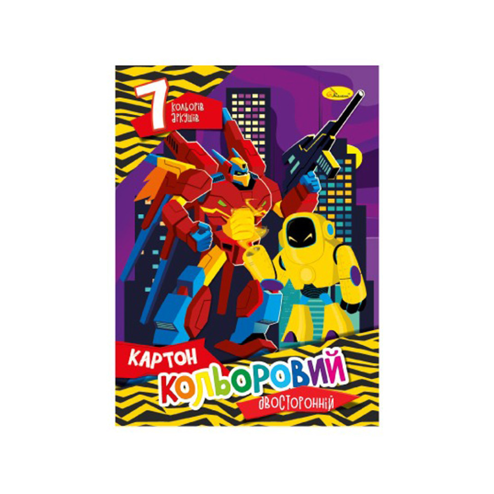 Набір кольорового картону А4 Автоспорт АП-1102-6 двосторонній 7 аркушів Вінниця - фото 1