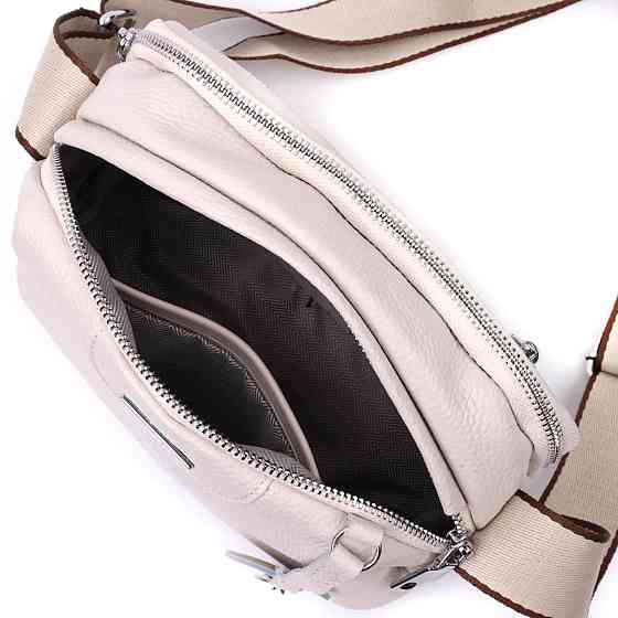 Элегантная сумка на два отделения из натуральной кожи Белый (Vintage) Киев