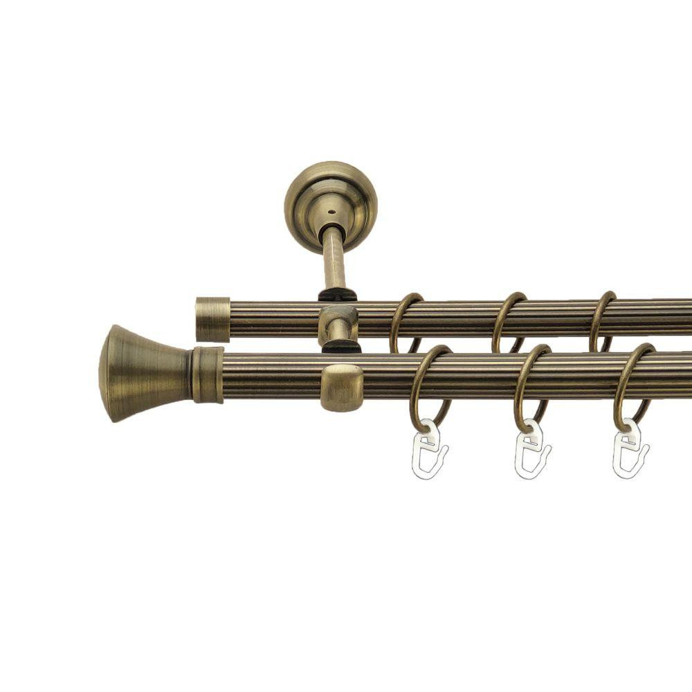 Карниз Orvit Люксор металевий дворядний відкритий рифлена труба кільце металеве Антик 19\16 мм 160 см Львов - изображение 1