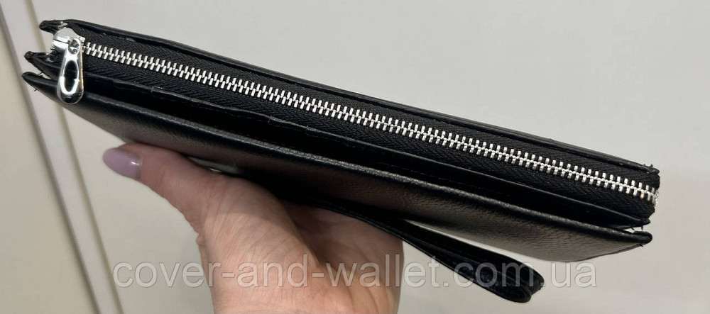 Большой кожаный мужской кошелек черного цвета на молнии Helen Verde 1431 Киев - изображение 9