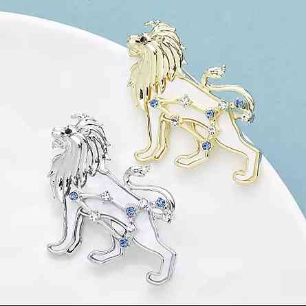 Брошка знак зодіаку "Лев" Сріблястий Сміла