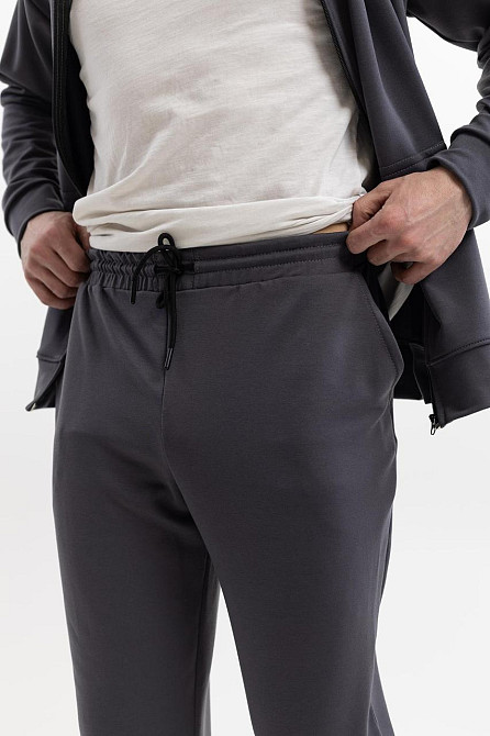 Графитовый костюм с капюшоном из турецкой двунити унисекс удобный повседневный демисезонный Львов - изображение 10