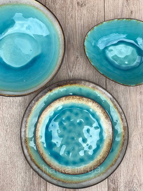 Салатник Olens "BLUE LAGUNA" 27x7 см кераміка круглий блакитний Київ - фото 4