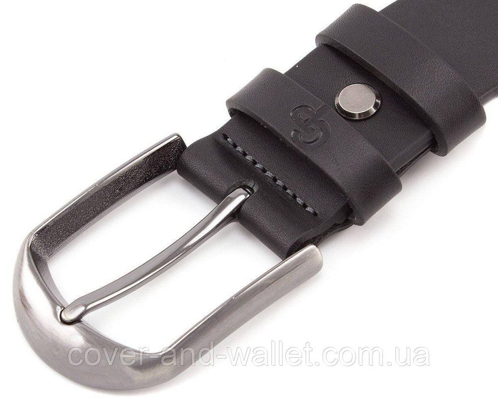 Черный мужской классический ремень из итальянской кожи 35мм Grande Pelle Labbro Киев - изображение 2