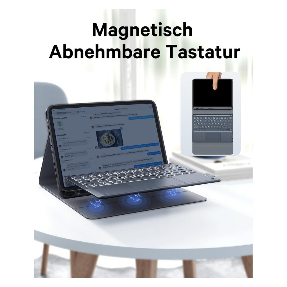 Чохол-клавіатура Earto для iPad Air 11 чорно-чорний QWERTZ трекпад 7 кольорів M3/M2 2025/2024 Київ - фото 7