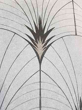 Обои флизелиновые  Decoprint Essentials EE22541 перья павлина полукруги полосы черные золото на серо зеленом Киев