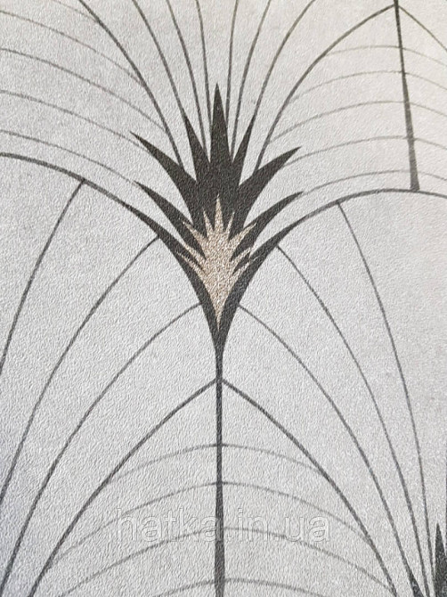 Обои флизелиновые  Decoprint Essentials EE22541 перья павлина полукруги полосы черные золото на серо зеленом Киев - изображение 3