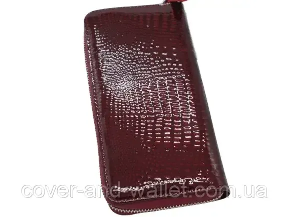 Бордовий лаковий жіночий гаманець на блискавці з ремінцем для руки ST S4001A Київ - фото 6