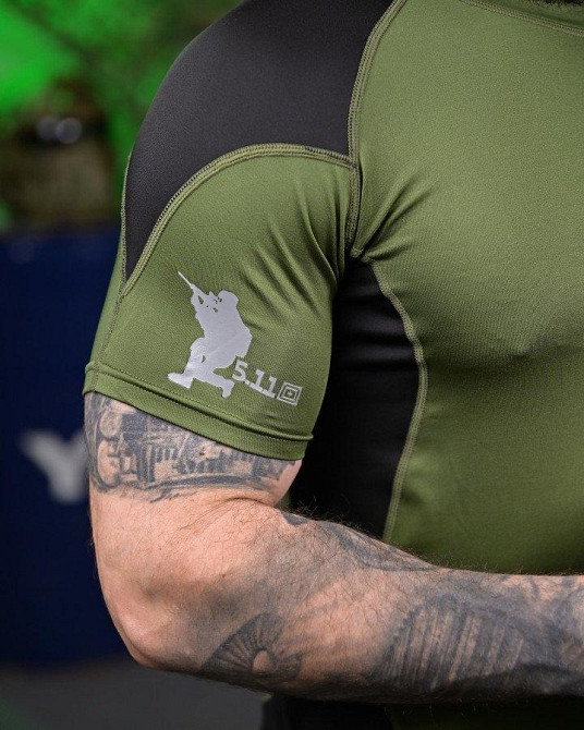 Тактическая футболка  5.11 oliva/black ПП7651 Одесса - изображение 4