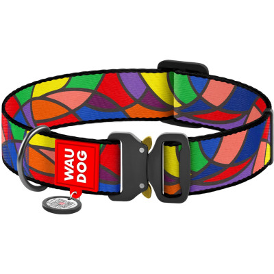 Ошейник для животных WAUDOG Nylon с QR паспортом "Витраж" металлическая пряжка-фастекс XXL (4535-0051) Винница - изображение 1