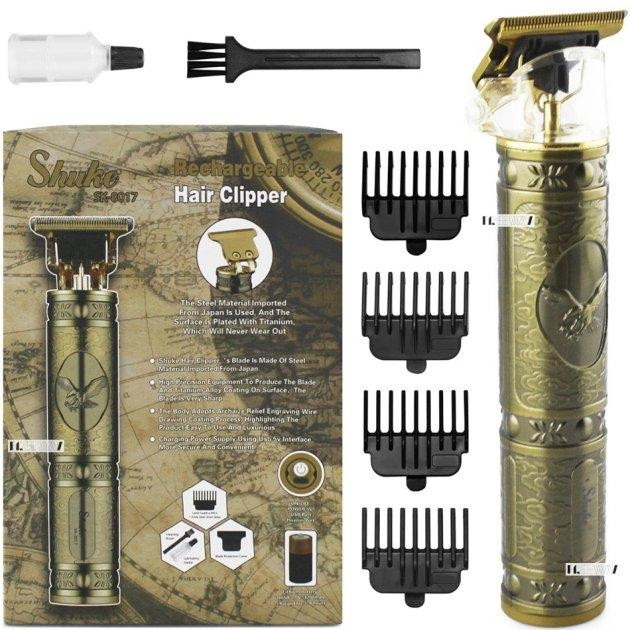 Машинка для стрижки волос профессиональная триммер для бороды окантовочная машинка Shuke 3W Gold Полтава - изображение 1