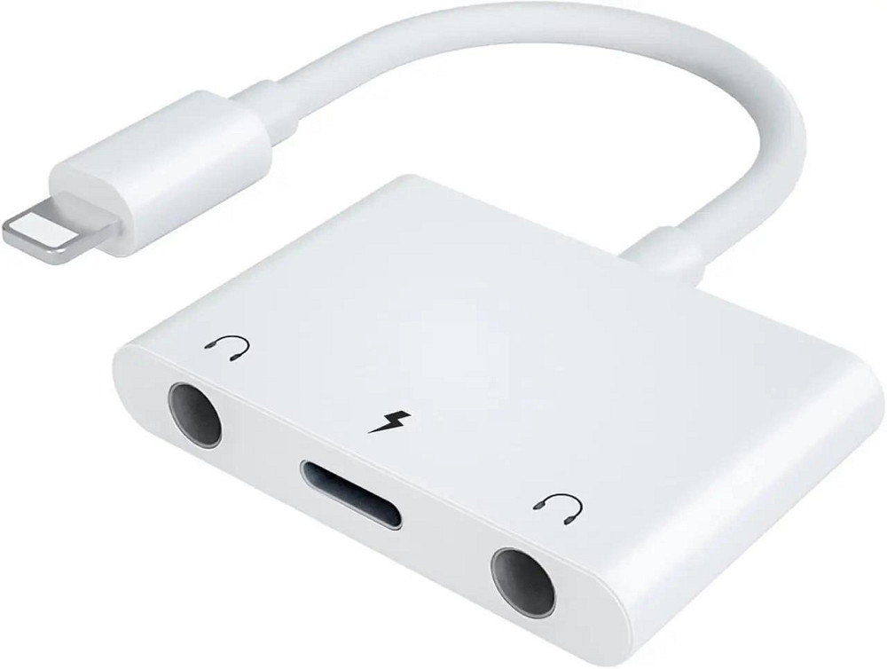 Аудіо-адаптер 3в 1 Lightning - 2 * Jack 3.5 + Lightning Луцк - изображение 1