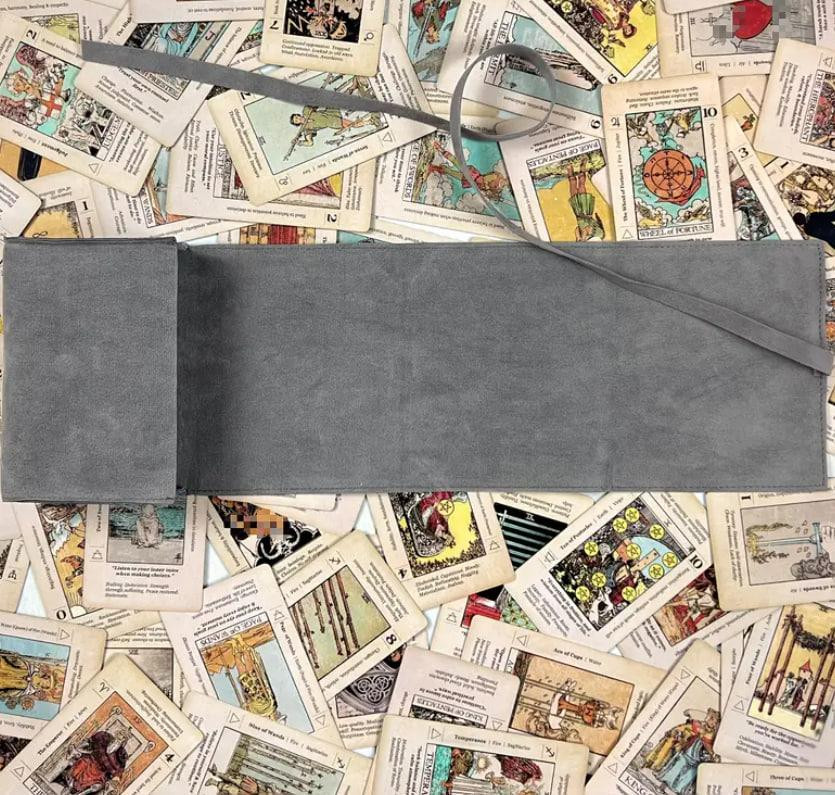 Бархатная сумка для хранения карт Таро, серая 40*13 см., сумка для магических инструментов. Киев - изображение 3