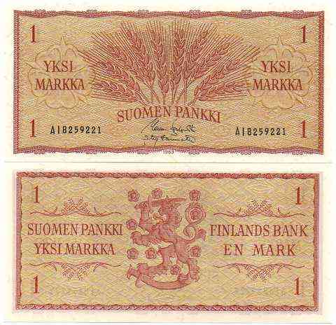 Фінляндія/Finland 1 Markkaa 1963 Pick 98а UNC Полтава