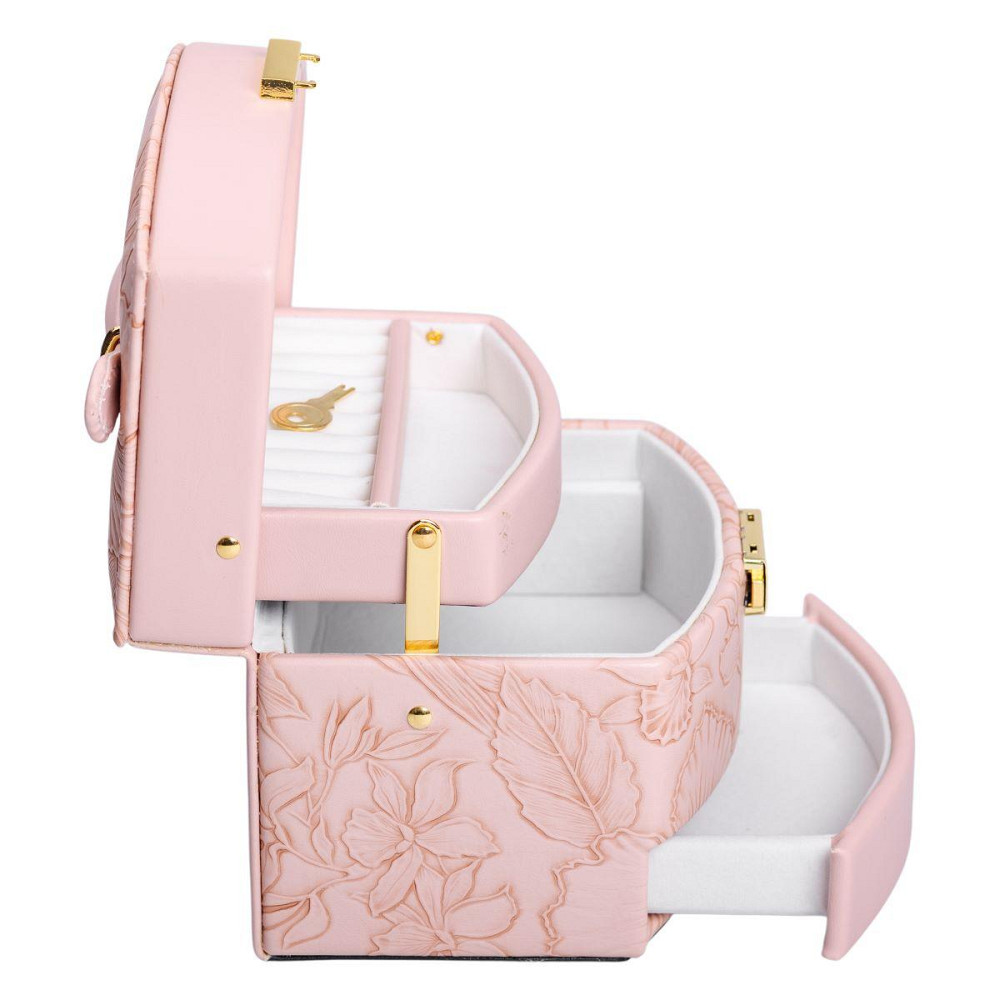 Скринька для прикрас з еко шкіри 3 яруси із замком органайзер для ювелірних виробів HP-5-23P Київ - фото 3