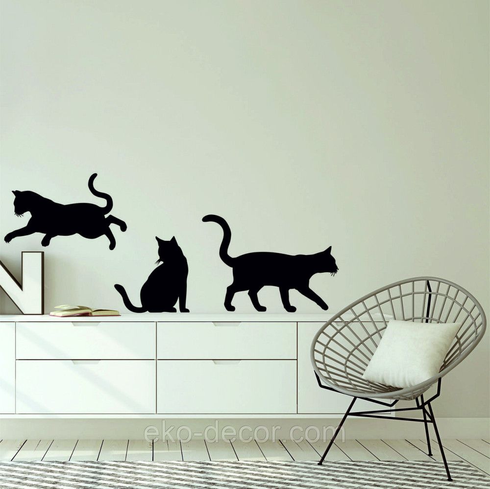 Декоративне настінне Панно «Коти», Декор на стіну 70*55 см. (3шт.), Чорний Київ - фото 9
