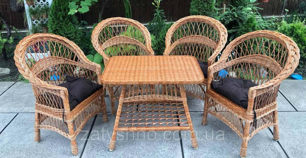 Комплект плетеной мебели 4  кресла и стол Киев - изображение 1